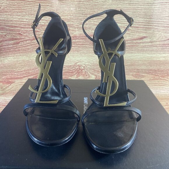 Yves Saint Laurent CASSANDRA SANDALS Smooth LEATHER Black - Picture 1 of 14